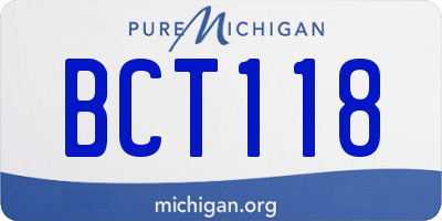 MI license plate BCT118