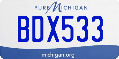 MI license plate BDX533