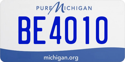 MI license plate BE4010