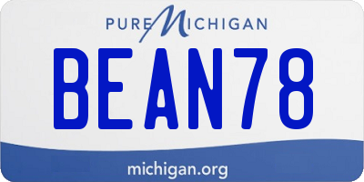 MI license plate BEAN78