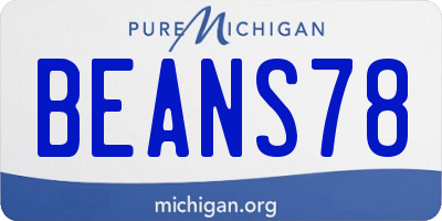 MI license plate BEANS78