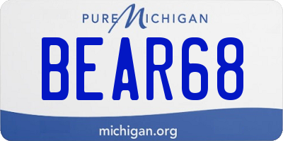 MI license plate BEAR68