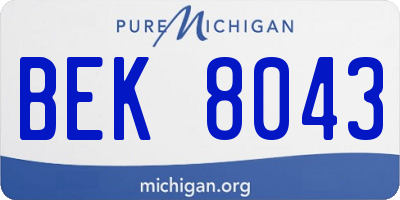 MI license plate BEK8043