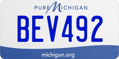 MI license plate BEV492