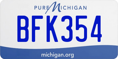 MI license plate BFK354