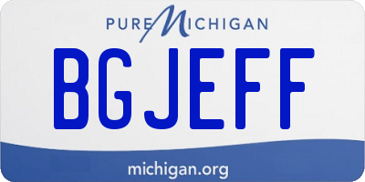 MI license plate BGJEFF