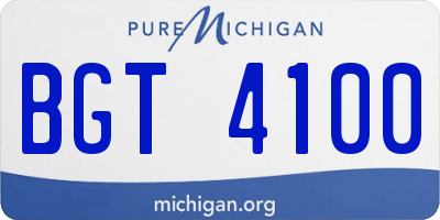 MI license plate BGT4100