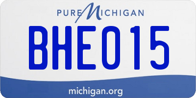 MI license plate BHE015