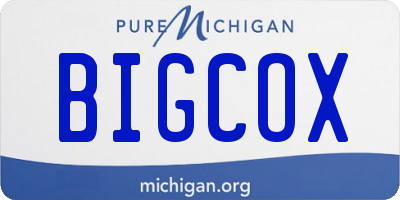 MI license plate BIGCOX