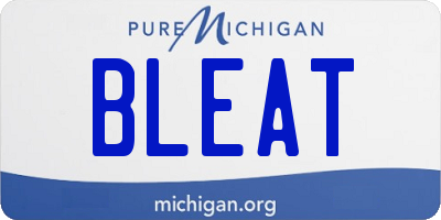 MI license plate BLEAT