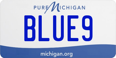 MI license plate BLUE9