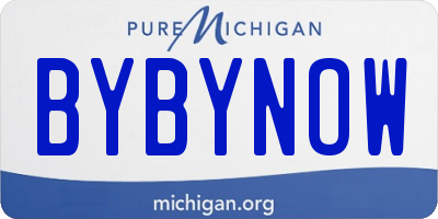 MI license plate BYBYNOW