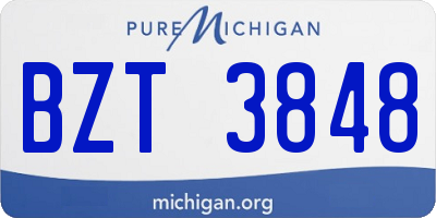 MI license plate BZT3848