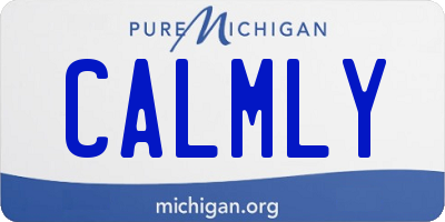 MI license plate CALMLY