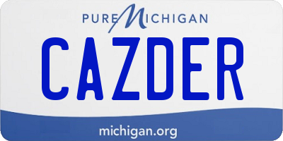 MI license plate CAZDER