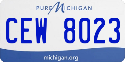 MI license plate CEW8023