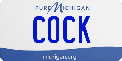 MI license plate COCK