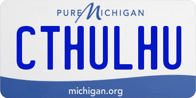 MI license plate CTHULHU