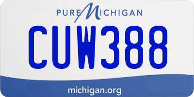 MI license plate CUW388