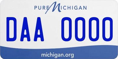 MI license plate DAA0000