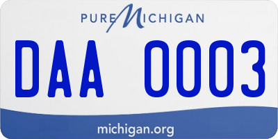 MI license plate DAA0003