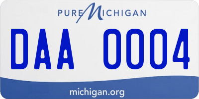 MI license plate DAA0004