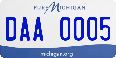 MI license plate DAA0005