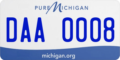 MI license plate DAA0008