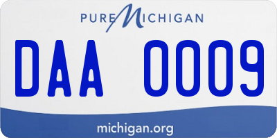 MI license plate DAA0009