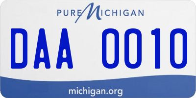 MI license plate DAA0010
