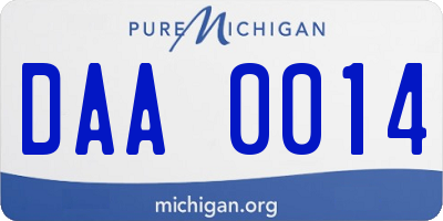 MI license plate DAA0014