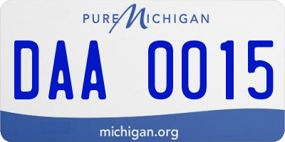 MI license plate DAA0015