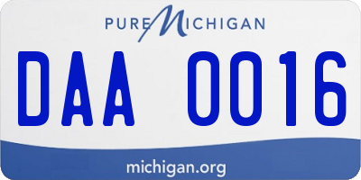 MI license plate DAA0016