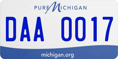 MI license plate DAA0017