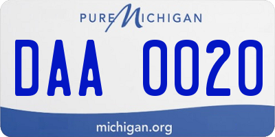 MI license plate DAA0020