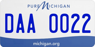 MI license plate DAA0022