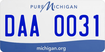 MI license plate DAA0031