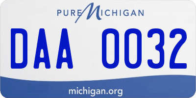 MI license plate DAA0032