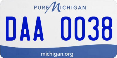 MI license plate DAA0038