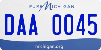 MI license plate DAA0045