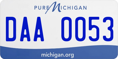 MI license plate DAA0053