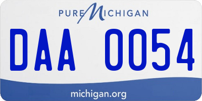 MI license plate DAA0054