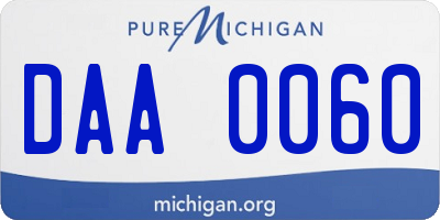 MI license plate DAA0060