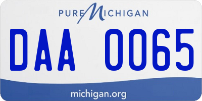 MI license plate DAA0065