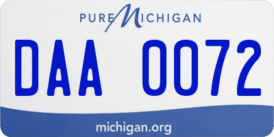 MI license plate DAA0072