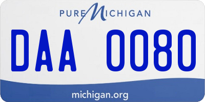 MI license plate DAA0080