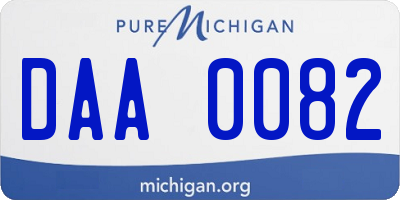 MI license plate DAA0082