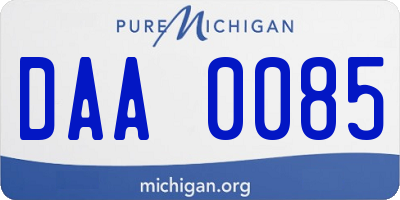 MI license plate DAA0085
