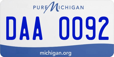 MI license plate DAA0092