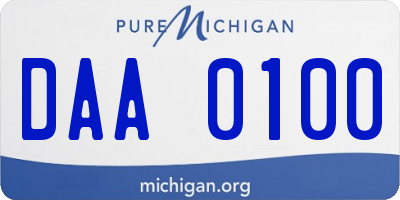 MI license plate DAA0100